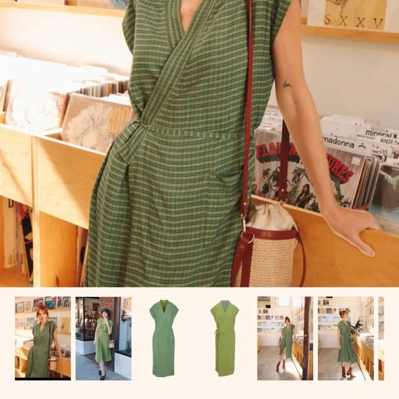 Oddbird Aydın Reversible House Dress - Green & Plaid - Picture 3 of 5